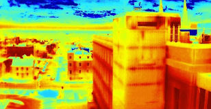 Visualisation thermique d’un quartier urbain pour la diffusion de données thermiques.